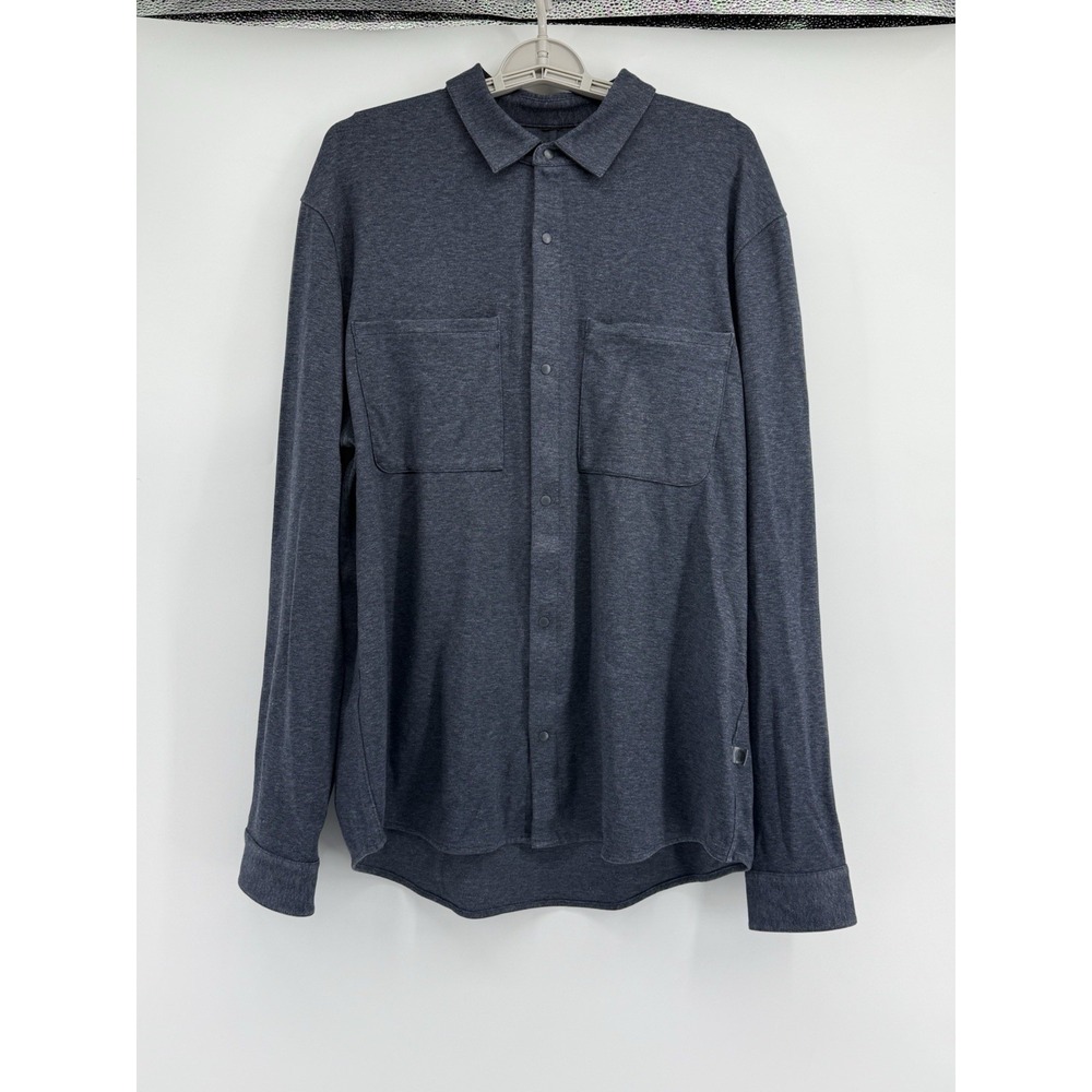 Lululemon Men's Soft Knit Overshirt Snap Shacket Stretch Heather Blue Size XL